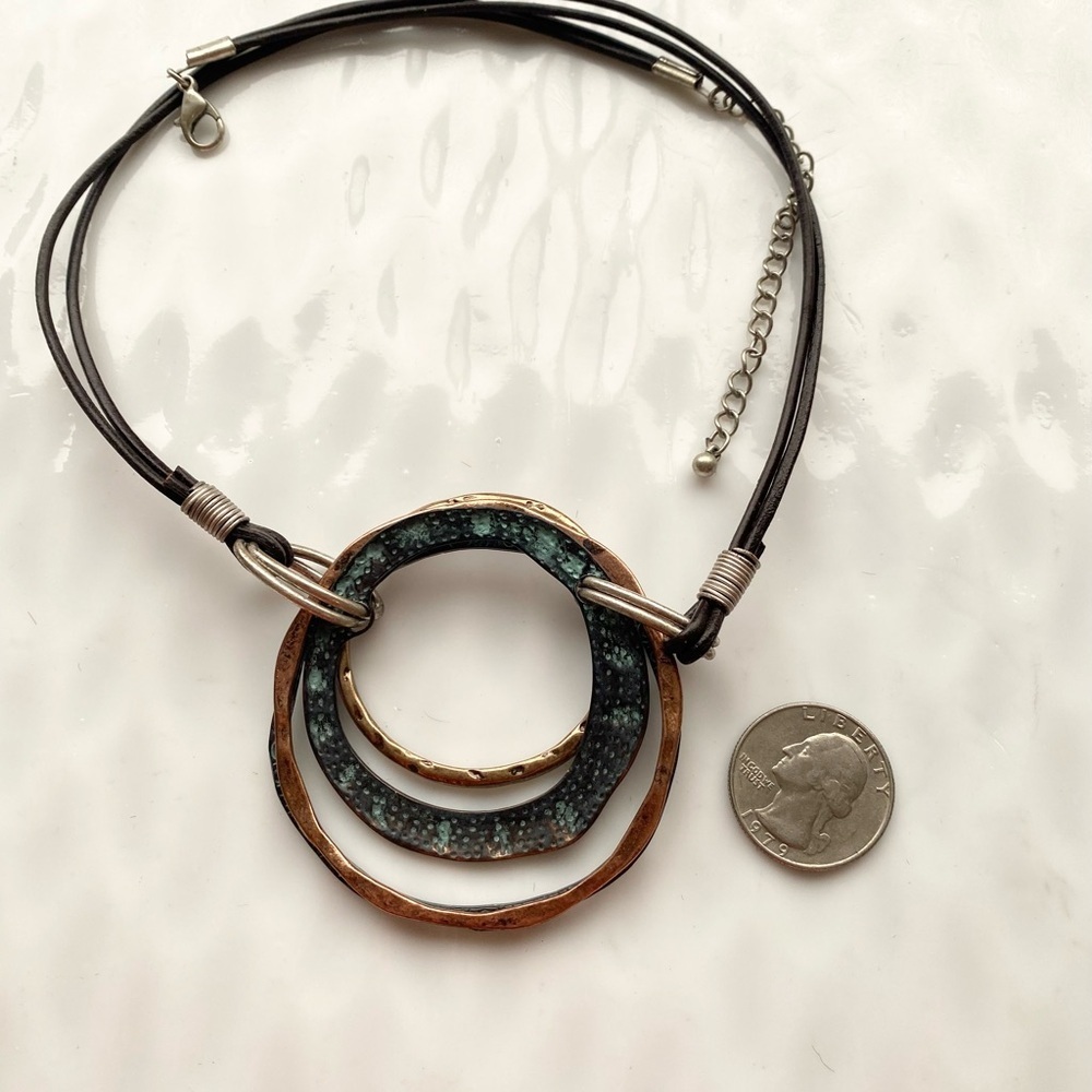 Bohemian Mixed Metals Artist Created Pendant Necklace 16” inches with extender. - Picture 7 of 7